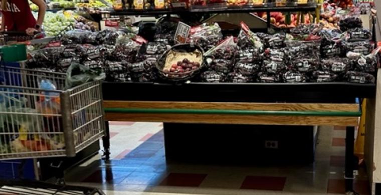 Display in front of produce department